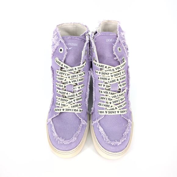 ZADIG & VOLTAIRE High Flash Canvas Sneakers in Boomerang Purple - Size 10 - NIB - Picture 3 of 16